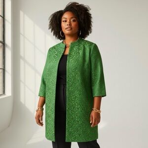 Vintage 60s green short elbow sleeve floral brocade jacket